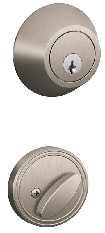 Schlage JD60619 Deadbolt, Satin Nickel, Metal, C Keyway, Re-Key Technology: Traditional, Residential, Grade 3 Grade