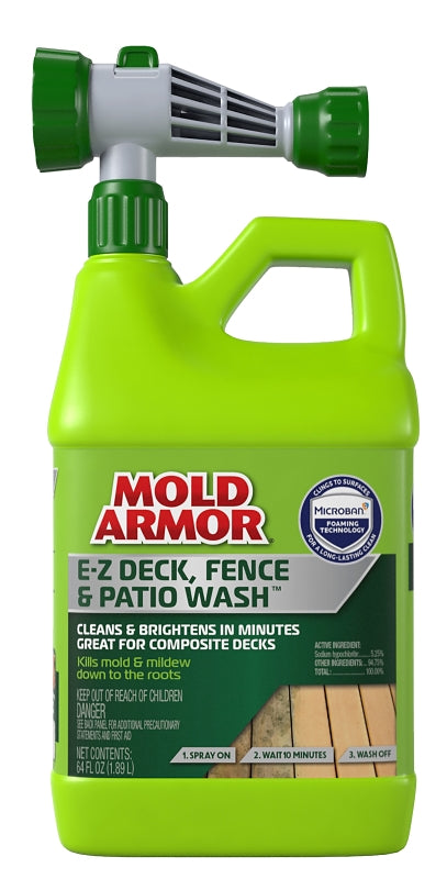Mold Armor FG51264 Deck and Fence Wash, Liquid, Yellow, 64 oz, Spray Dispenser