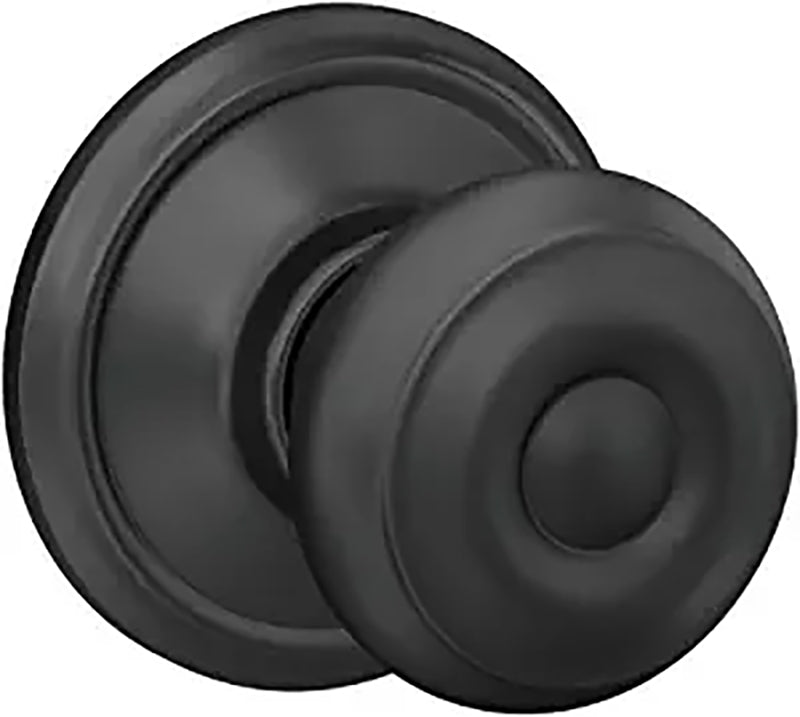 Schlage F Series F10 V GEO 622 Passage Knob, Metal, Matte Black, 2-3/8, 2-3/4 in Backset, 1-3/8 to 1-3/4 in Thick Door