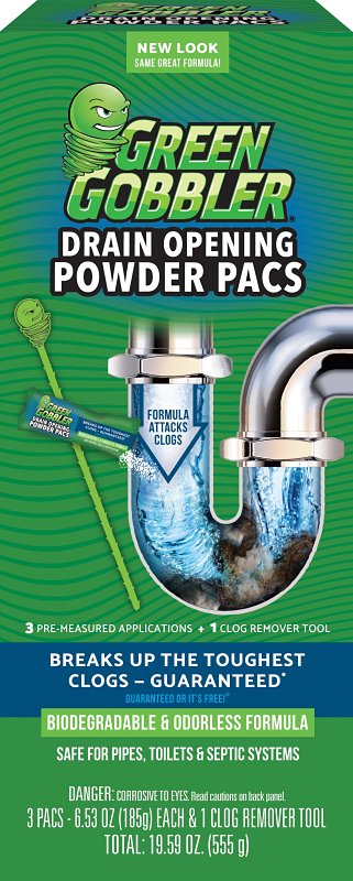 Green Gobbler GGDC3SEMR Drain Opening Pacs, Powder, Off-White, 8.25 oz Pack