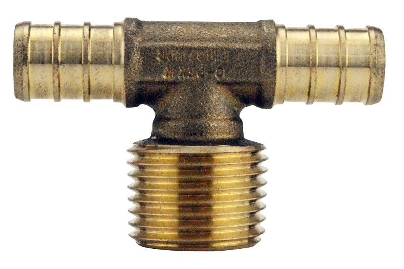 Apollo Valves APXMT12 Pipe Tee, 1/2 in, Barb x MPT x Barb, Brass, 200 psi Pressure