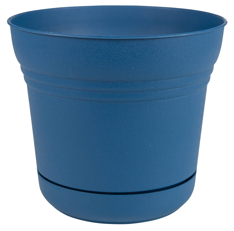 Bloem SP0733 Planter, 7.3 in Dia, Saturn Design, Deep Sea, Matte