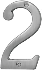 Hy-Ko Prestige Series BR-43SN/2 House Number, Character: 2, 4 in H Character, Nickel Character, Solid Brass
