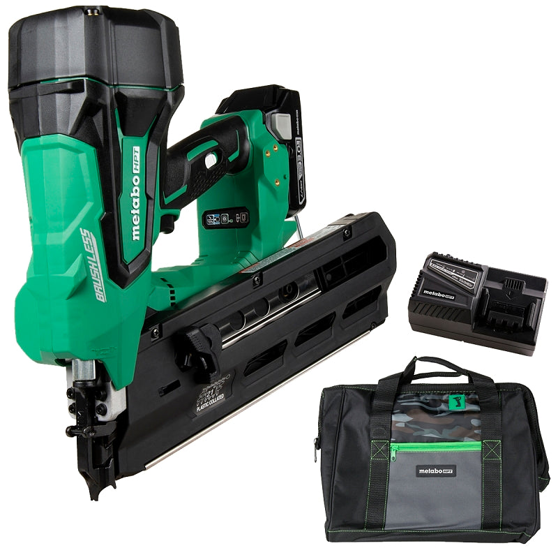 Metabo HPT NR1890DRSM Strip Framing Nailer, Battery Included, 18 V, 3 Ah, 47 Magazine, 21 deg Collation, Nail Fastener