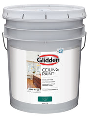 Glidden Grab-N-Go 2070T/05 Ceiling Paint, Flat, White, 5 gal, Resists: Alkali, Chemical, Spatter, Latex Base