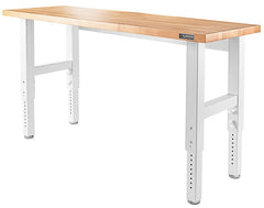 Gladiator GAWB06HWGW Adjustable Workbench, 72 in OAW, 27.5 to 40.8 in OAH, 25 in OAD, 3000 lb, White, Hardwood Tabletop