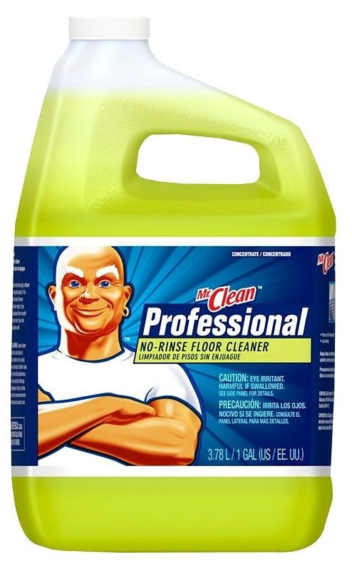 Mr Clean 25045 Concentrated No-Rinse Floor Cleaner, 1 gal, Jug, Liquid, Lemon, Light Yellow