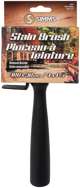 Simms 2957-100 Paint Brush, 4 in W, Stain Brush, 1-5/8 in L Bristle, Threaded-Grip Handle