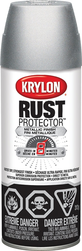 Krylon Rust Protector 469309 Metallic Spray Paint, Aluminum, 12 oz, Can