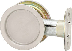 Kwikset 33426DROUNDPOCKET Pocket Door Lock, Satin Chrome, 2-3/8 in Backset