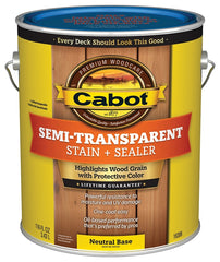 Cabot 140.0016306.007 Deck and Siding Stain, Flat, Neutral Base, Liquid, 1 gal