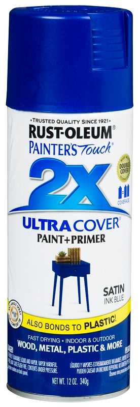2X Ultra Cover 314754 Spray Paint, Satin, Ink Blue, 12 oz, Can