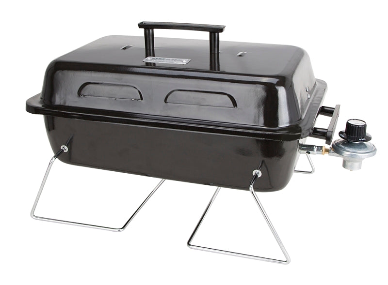 Omaha Portable Gas Grill, 1-Grate, 168 sq-in Primary Cooking Surface, Black, Steel Body