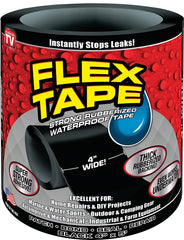 Flex Tape TFSBLKR0405 Tape, 5 ft L, 4 in W, Rubber Backing