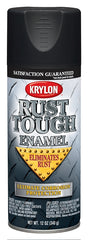 Krylon Rust Tough K09218007 Rust Preventative Spray Paint, Flat, Black, 12 oz, Can