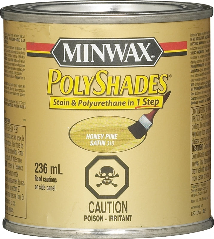 Minwax PolyShades 331014444 Polyurethane, Satin, Liquid, Honey Pine, 236 mL