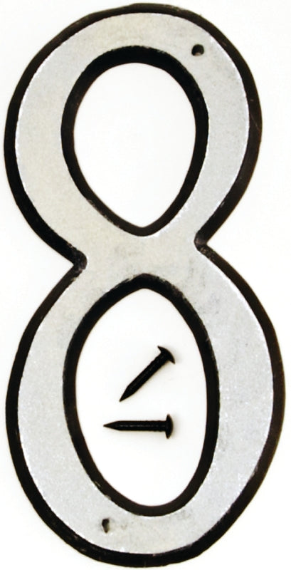 Hy-Ko 30600 Series 30608 House Number, Character: 8, 4 in H Character, Black/White Character, Plastic