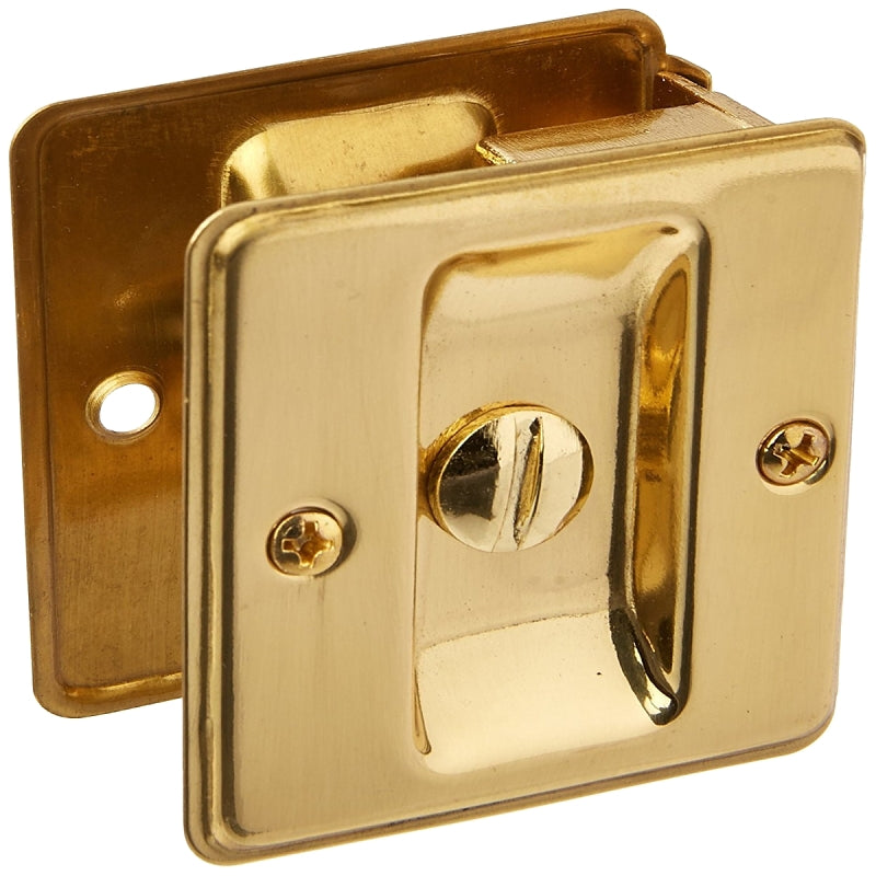 Schlage 991-605 Pocket Door Lock, Metal, Bright Brass