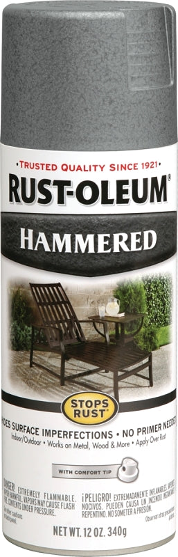 Stops Rust 7214830 Rust Preventative Spray Paint, Hammered, Gray, 12 oz, Can