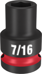 Milwaukee SHOCKWAVE Impact Duty Series 49-66-6201 Shallow Impact Socket, 7/16 in Socket, 1/2 in Drive, Square Drive