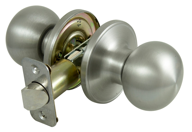 ProSource T9630BRA4V Lockset, Knob Handle, Metal, Stainless Steel, 2-3/8 to 2-3/4 in Backset, 44 x 57 mm Strike