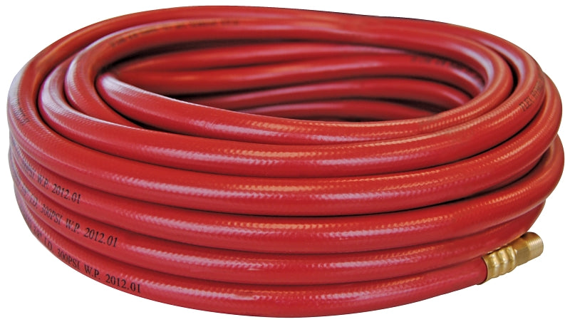 Topring 70 FLEXhybrid Series 70.318 Air Hose, 3/8 in ID, 50 ft L, MNPT, 300 psi Pressure, Techno Polymer, Red