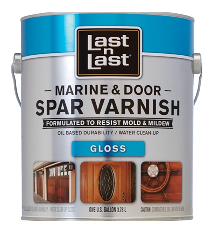 Last n Last 94001 Marine and Door Spar Varnish, Clear Gloss, Amber, Liquid, 1 gal