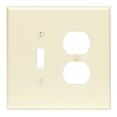Leviton 86005 Combination Wallplate, 4-1/2 in L, 4-9/16 in W, 2 -Gang, Thermoset Plastic, Ivory, Smooth