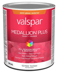 Medallion Plus 029.1027003.005 Exterior Paint and Primer, Acrylic, Semi-Gloss, Tint Base, 1 qt