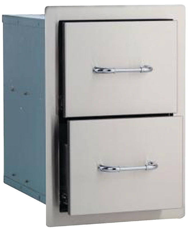 Bull 56985 Double Drawer, 20-3/4 in L, 12-3/4 in W, 19-1/2 in H, 2-Drawer, Stainless Steel