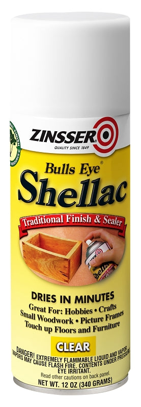 Zinsser 00408 Shellac, Mid-Tone, Clear, Liquid, 12 oz, Can