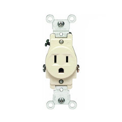 Leviton S01-05015-KIS Single Receptacle, 2 -Pole, 125 V, 15 A, Ivory