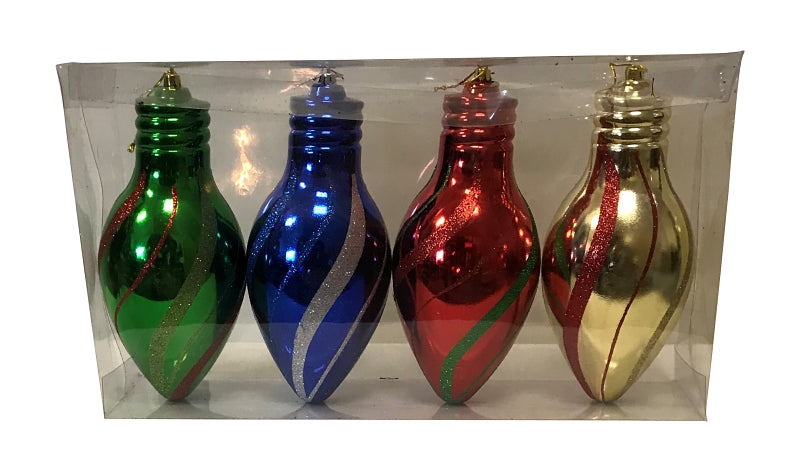 Hometown Holidays 99103 Bulb Ornament, 100 mm H, PVC, Assorted