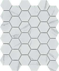 Emser Tile Elegan Series W95ELEGCA1113MH2M Porcelain Mosaic Tile, 13 in L Tile, 11 in W Tile, Pressed Edge, Calacata