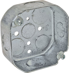 Raco 127 Octagonal Box, 4 in OAW, 1.56 in OAD, 4 in OAH, 8-Knockout, Steel Housing Material, Gray
