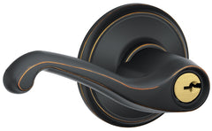 Schlage F Series F51AFLA716 Entry Door Handleset Lockset, Mechanical Lock, Aged Bronze, Lever Handle, Metal, Residential
