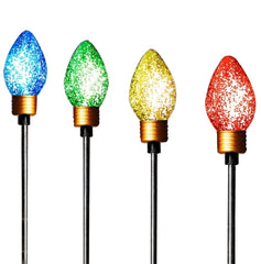 J Hofert 4690 LED Bulb Stake Lights, 120 V, 4 -Lamp, Faceted LED Lamp, Multi-Color