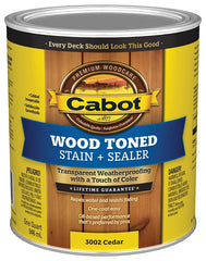 Cabot 3000 Series 140.0003002.005 Exterior Stain, Wood Toned, Cedar, Liquid, 1 qt