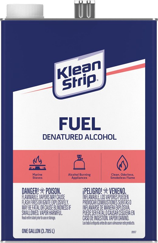 Klean Strip GSL26 Denatured Alcohol Fuel, Liquid, Alcohol, Water White, 1 gal, Can