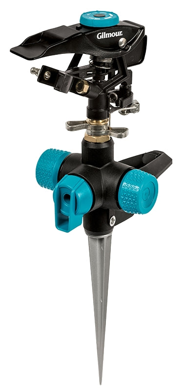 Gilmour 821673-1001 Heavy-Duty Sprinkler Spike, 3/4 in Connection, Hose, 43 ft, Circular, Adjustable Nozzle, Steel