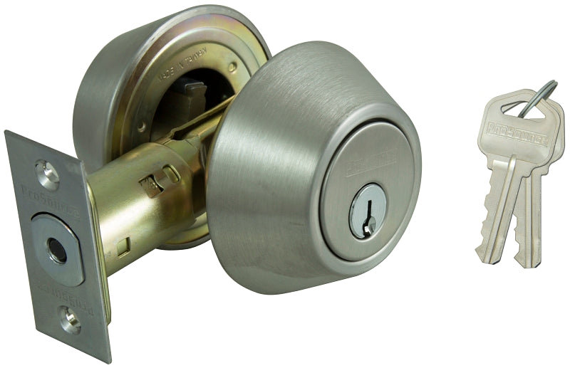 ProSource Deadbolt, 3 Grade, Stainless Steel, 2-3/8 to 2-3/4 in Backset, KW1 Keyway