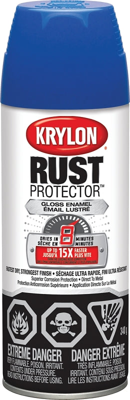 Krylon Rust Protector K06901407 Rust Preventative Spray Paint, Gloss, Basic Blue, 12 oz, Can