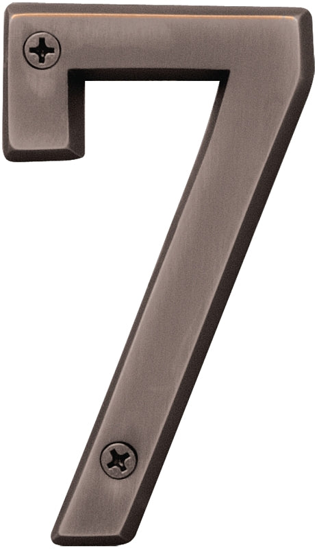 Hy-Ko Prestige Series BR-42OWB/7 House Number, Character: 7, 4 in H Character, Bronze Character, Brass