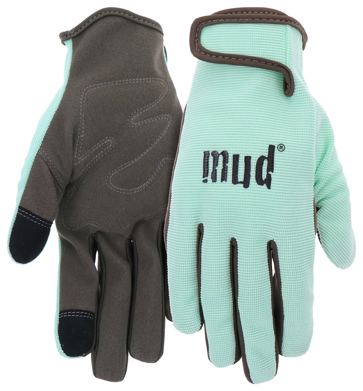 Mud MD51001MT-W-SM Gardening Gloves, Women's, S/M, Hook and Loop Cuff, Spandex/Synthetic Leather, Mint