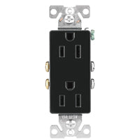 Eaton Wiring Devices 1107BK-C Duplex Receptacle, Nylon, Black, 2-Pole, 15 A, 125 V, Back, Side Wiring