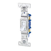 Eaton 1301W Switch, 15 A, 120 V, Push-In Terminal, Polycarbonate Housing Material, White