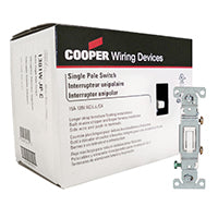 Eaton Wiring Devices 1301W-JP-C Toggle Switch, 15 A, 120 V, Polycarbonate Housing Material, White, Wall Mount