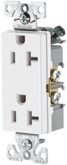 Arrow Hart 6352 6352W-BU Duplex Receptacle, 2 -Pole, 20 A, 125 V, Back, Side Wiring, NEMA: 5-20R, White