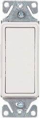 Eaton Wiring Devices 7500 Series 7501W-C Rocker Switch, 15 A, 120/277 V, SPST, Lead Wire Terminal, White, 1-Pole