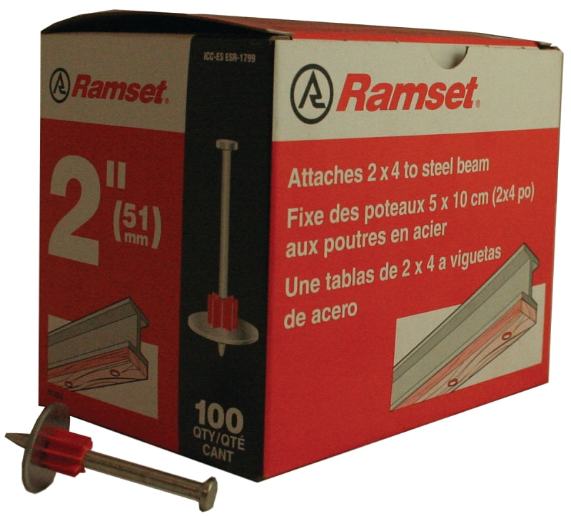 Ramset 00806 Drive Pin, 0.145 in Dia Shank, 2 in L, Steel, Zinc-Plated